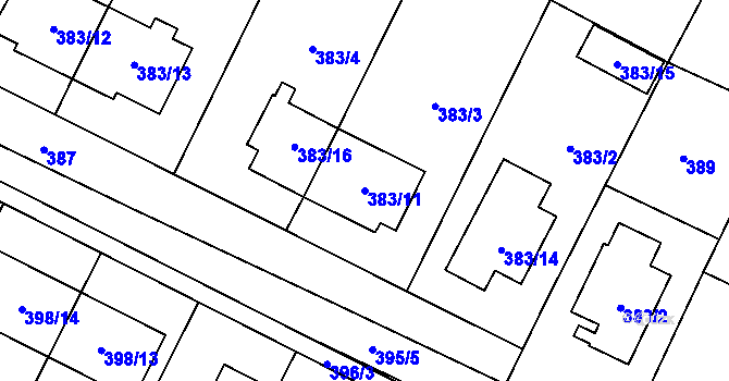 Parcela st. 383/11 v KÚ Holubice, Katastrální mapa
