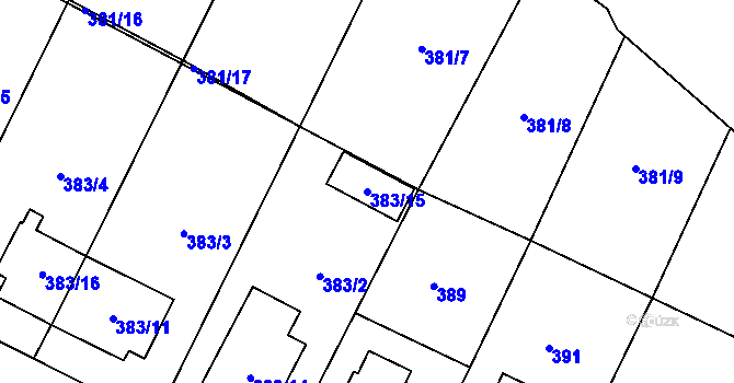 Parcela st. 383/15 v KÚ Holubice, Katastrální mapa