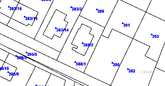 Parcela st. 388/2 v KÚ Holubice, Katastrální mapa