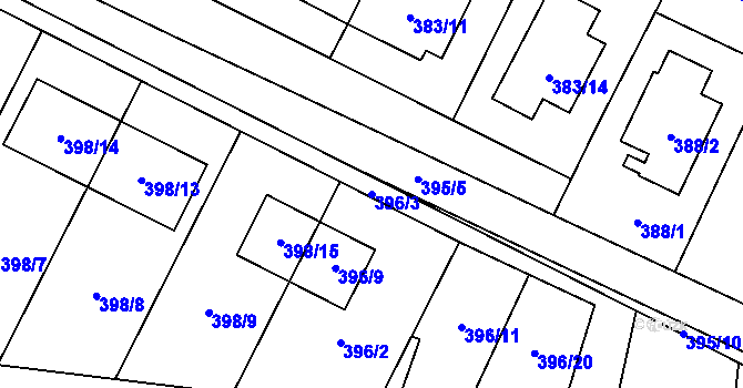 Parcela st. 396/3 v KÚ Holubice, Katastrální mapa