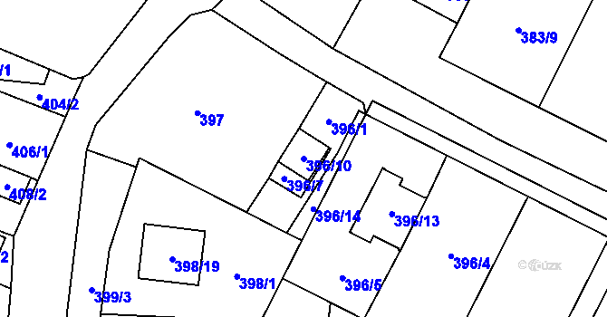 Parcela st. 396/10 v KÚ Holubice, Katastrální mapa