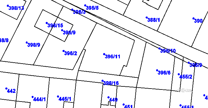 Parcela st. 396/11 v KÚ Holubice, Katastrální mapa