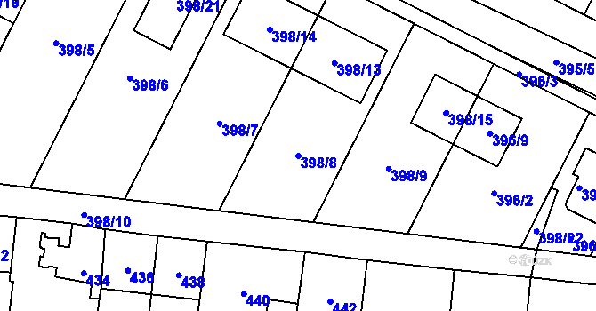 Parcela st. 398/8 v KÚ Holubice, Katastrální mapa