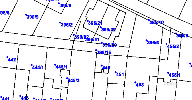 Parcela st. 398/16 v KÚ Holubice, Katastrální mapa