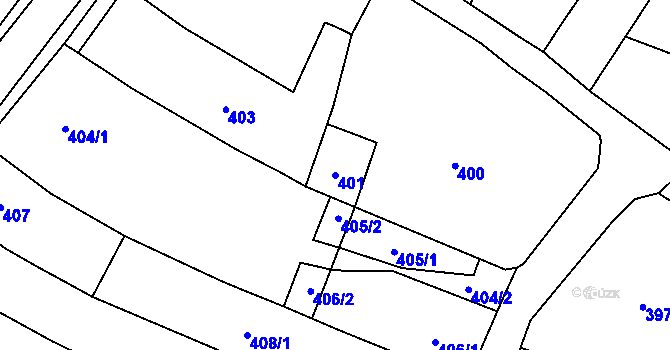 Parcela st. 401 v KÚ Holubice, Katastrální mapa