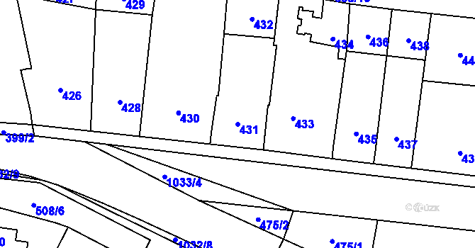 Parcela st. 431 v KÚ Holubice, Katastrální mapa