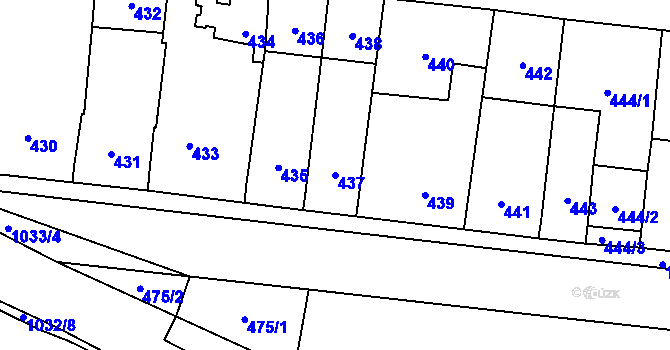Parcela st. 437 v KÚ Holubice, Katastrální mapa