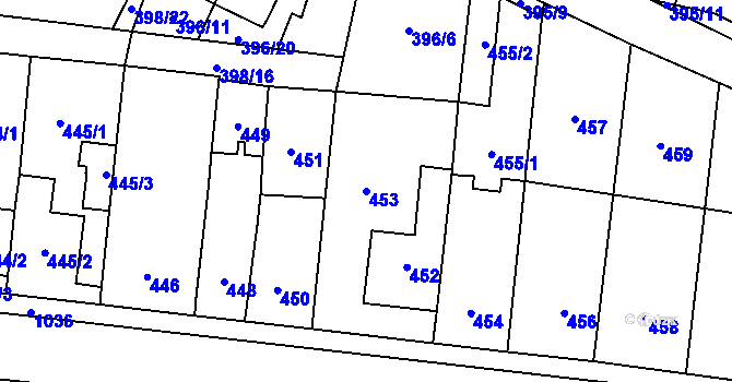 Parcela st. 453 v KÚ Holubice, Katastrální mapa