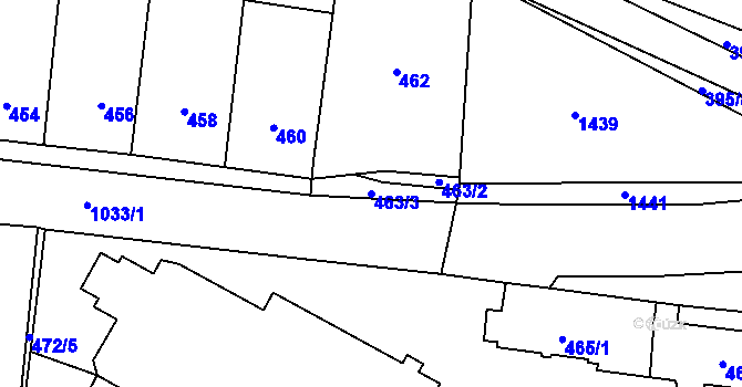 Parcela st. 463/3 v KÚ Holubice, Katastrální mapa