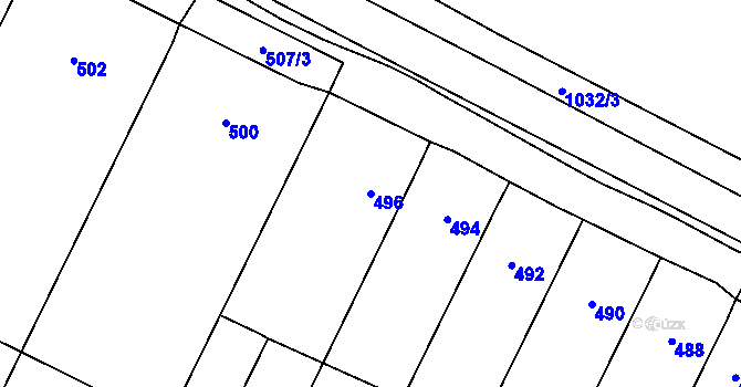 Parcela st. 496 v KÚ Holubice, Katastrální mapa
