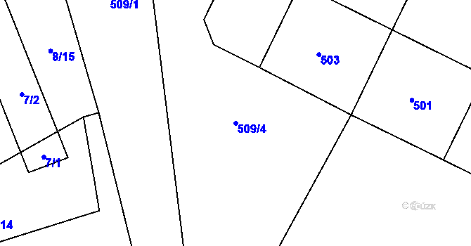 Parcela st. 509/4 v KÚ Holubice, Katastrální mapa