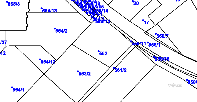 Parcela st. 562 v KÚ Holubice, Katastrální mapa