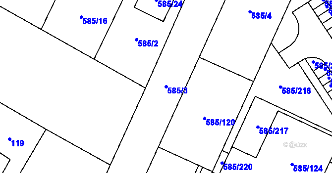Parcela st. 585/3 v KÚ Holubice, Katastrální mapa