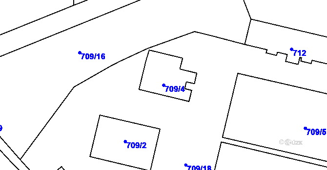 Parcela st. 709/4 v KÚ Holubice, Katastrální mapa