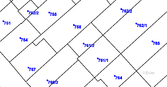 Parcela st. 761/2 v KÚ Holubice, Katastrální mapa