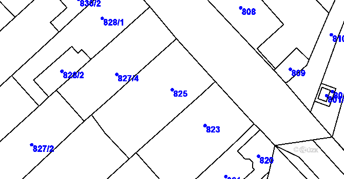 Parcela st. 825 v KÚ Holubice, Katastrální mapa