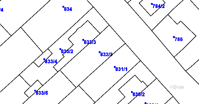 Parcela st. 832/2 v KÚ Holubice, Katastrální mapa