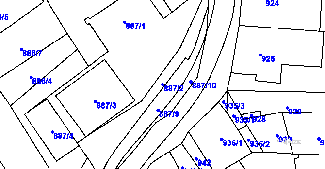 Parcela st. 887/2 v KÚ Holubice, Katastrální mapa