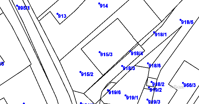 Parcela st. 915/3 v KÚ Holubice, Katastrální mapa