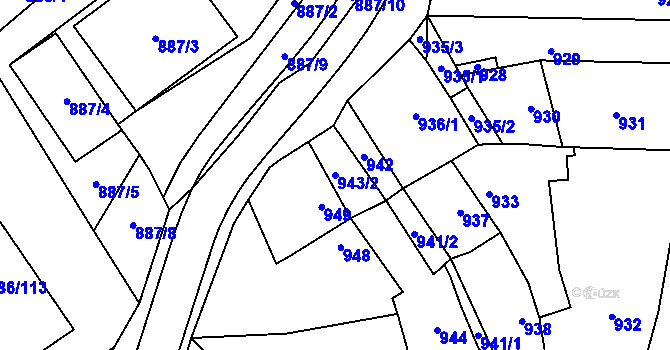 Parcela st. 943/2 v KÚ Holubice, Katastrální mapa
