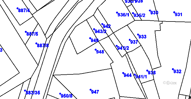 Parcela st. 948 v KÚ Holubice, Katastrální mapa