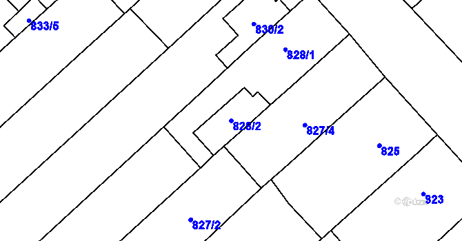 Parcela st. 828/2 v KÚ Holubice, Katastrální mapa
