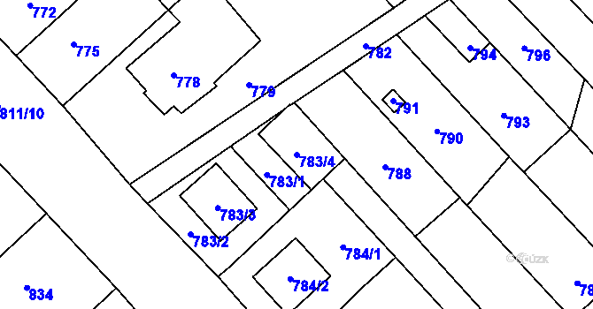 Parcela st. 783/4 v KÚ Holubice, Katastrální mapa