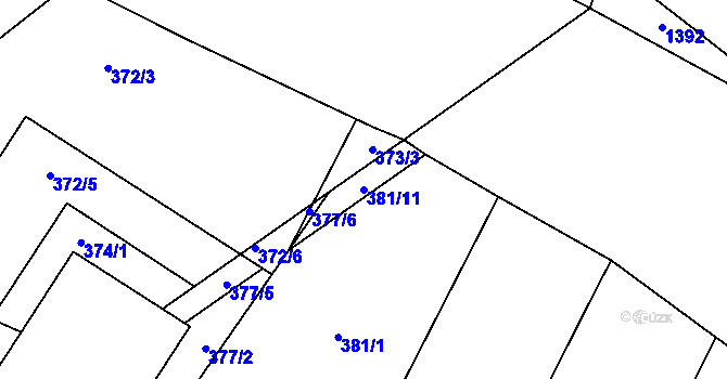 Parcela st. 381/11 v KÚ Holubice, Katastrální mapa