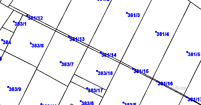 Parcela st. 381/14 v KÚ Holubice, Katastrální mapa