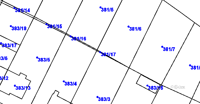Parcela st. 381/17 v KÚ Holubice, Katastrální mapa