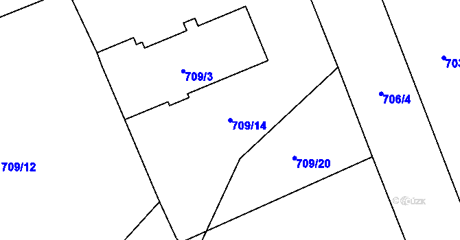 Parcela st. 709/14 v KÚ Holubice, Katastrální mapa