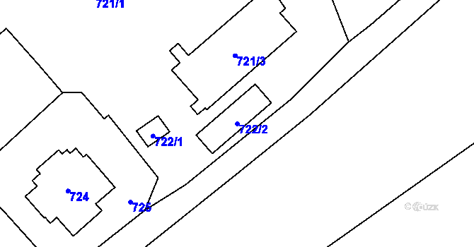 Parcela st. 722/2 v KÚ Holubice, Katastrální mapa