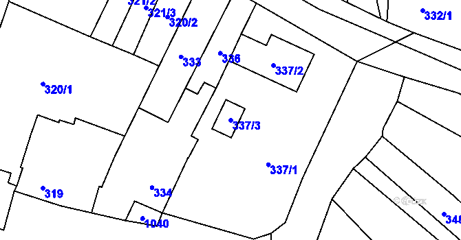Parcela st. 337/3 v KÚ Holubice, Katastrální mapa