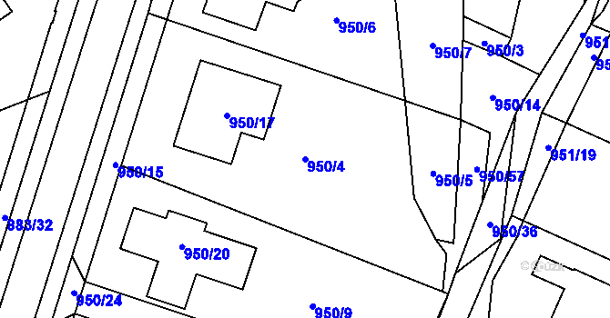 Parcela st. 950/4 v KÚ Holubice, Katastrální mapa