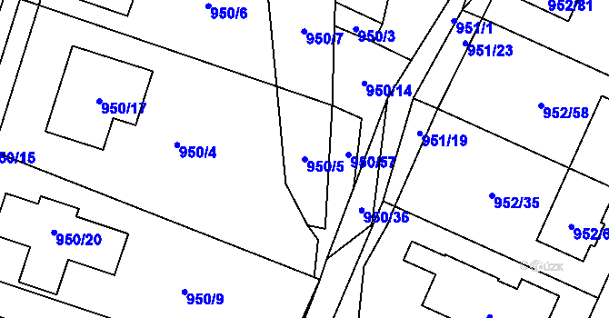 Parcela st. 950/5 v KÚ Holubice, Katastrální mapa