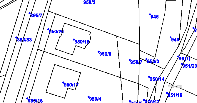 Parcela st. 950/6 v KÚ Holubice, Katastrální mapa