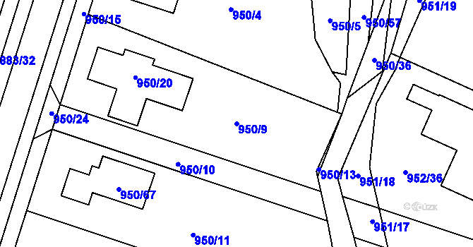 Parcela st. 950/9 v KÚ Holubice, Katastrální mapa