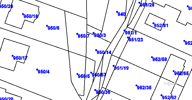 Parcela st. 950/14 v KÚ Holubice, Katastrální mapa