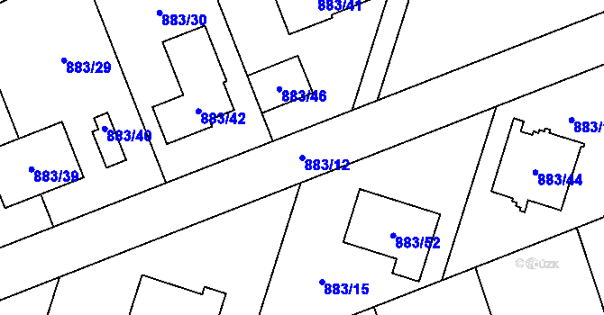 Parcela st. 883/12 v KÚ Holubice, Katastrální mapa
