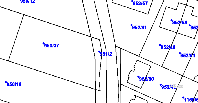 Parcela st. 951/2 v KÚ Holubice, Katastrální mapa