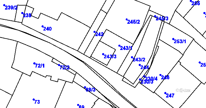 Parcela st. 243/3 v KÚ Holubice, Katastrální mapa