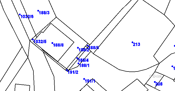 Parcela st. 188/5 v KÚ Holubice, Katastrální mapa