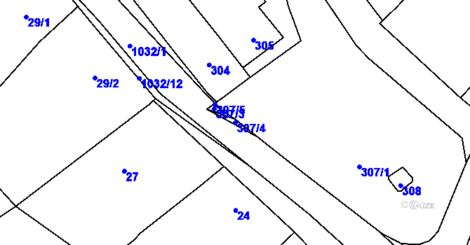 Parcela st. 307/4 v KÚ Holubice, Katastrální mapa