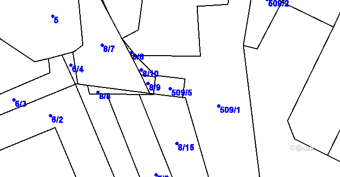 Parcela st. 509/5 v KÚ Holubice, Katastrální mapa