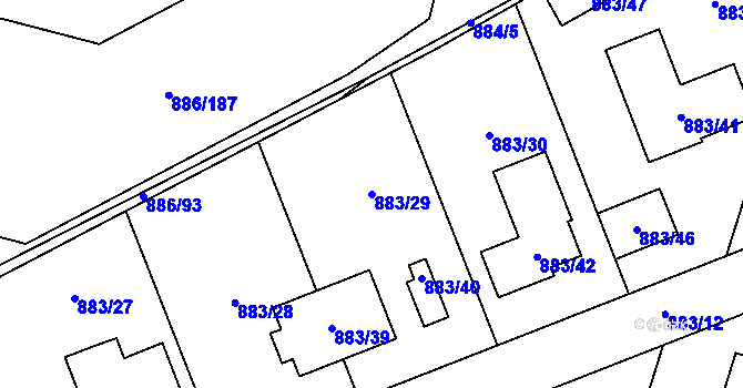 Parcela st. 883/29 v KÚ Holubice, Katastrální mapa