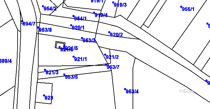 Parcela st. 921/2 v KÚ Holubice, Katastrální mapa