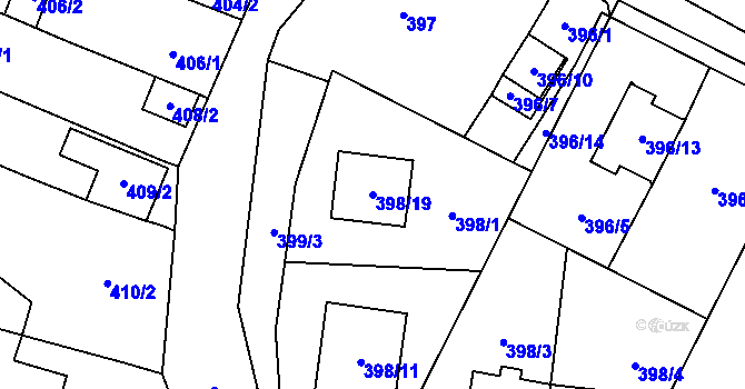 Parcela st. 398/19 v KÚ Holubice, Katastrální mapa