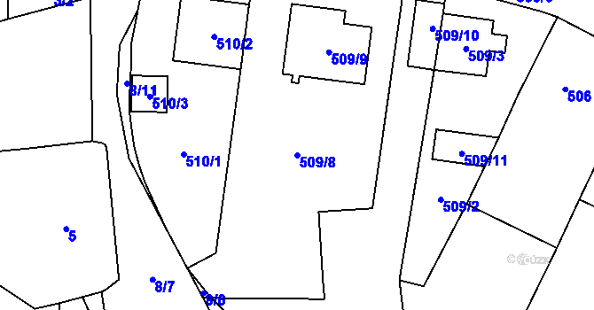 Parcela st. 509/8 v KÚ Holubice, Katastrální mapa