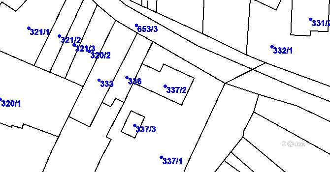 Parcela st. 337/2 v KÚ Holubice, Katastrální mapa