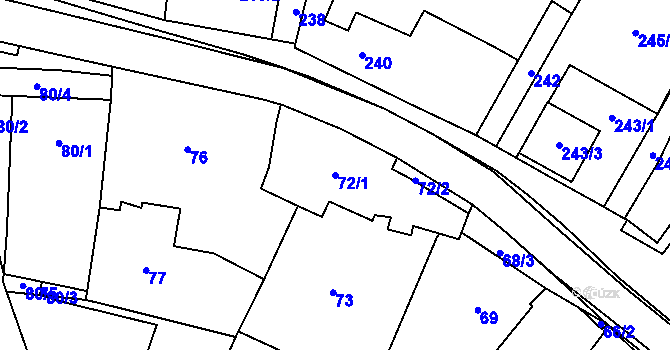 Parcela st. 72/1 v KÚ Holubice, Katastrální mapa